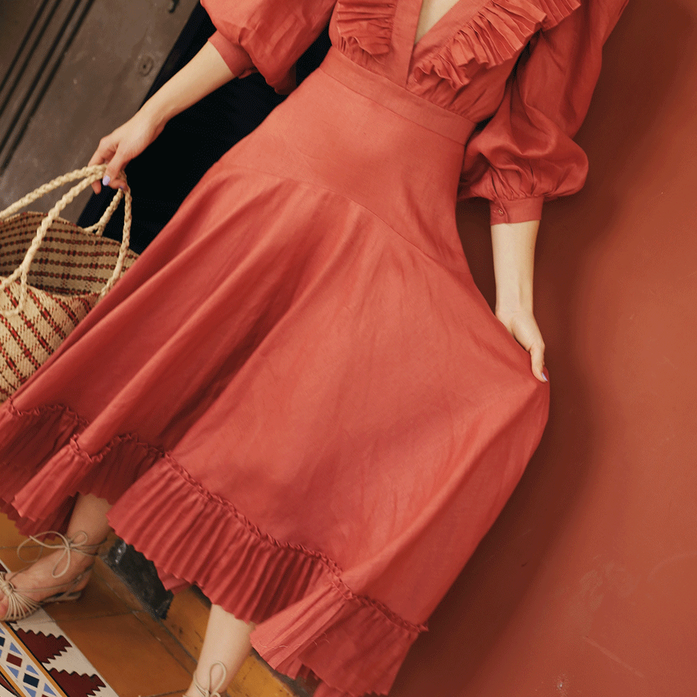 Tuscan dress Terracotta