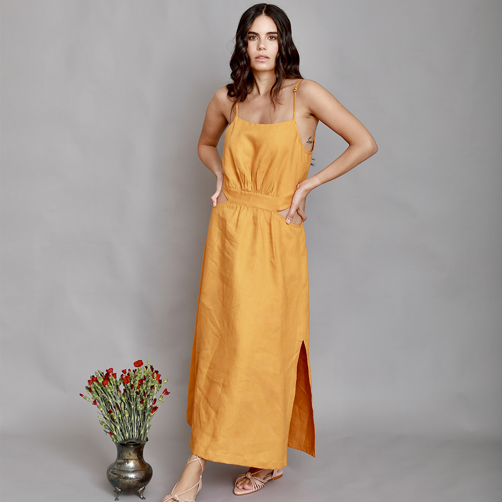 Mustard cocoa dress